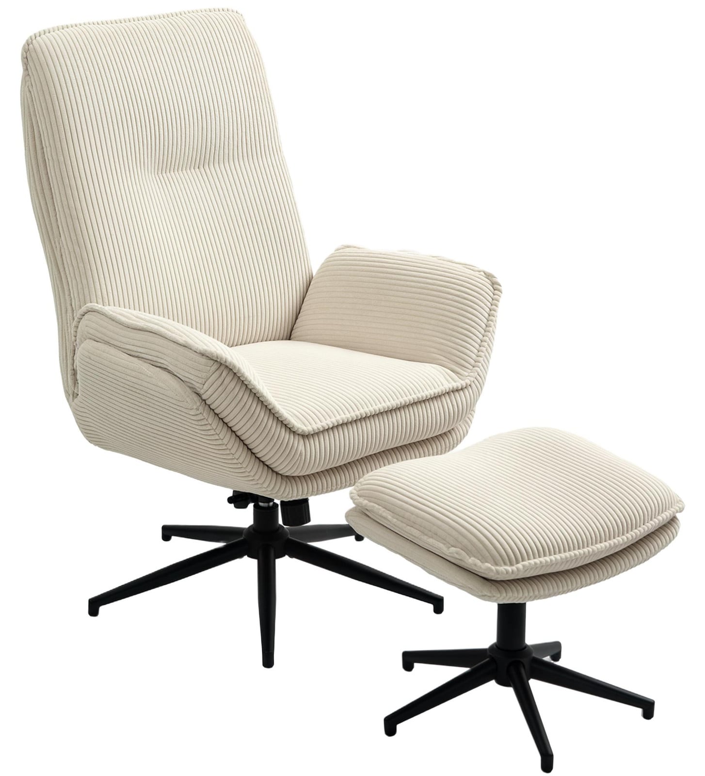 MH Handel GmbH Moderne Draaibare Relaxstoel met Voetenbank, Beige
