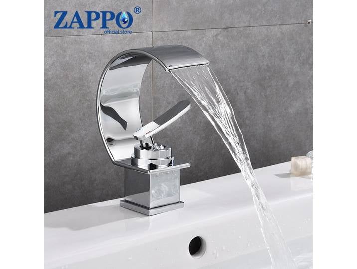 Robinet de lavabo ZAPPO en laiton massif, robinet cascade pour lavabo, robinet de lavabo à poser sur le comptoir, mitigeur eau chaude et froide