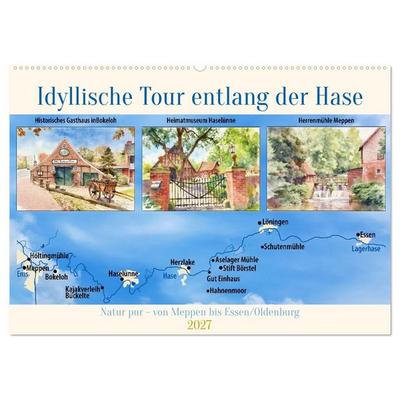 Idyllische Tour entlang der Hase (Wandkalender 2027 DIN A2 quer), CALVENDO Monatskalender