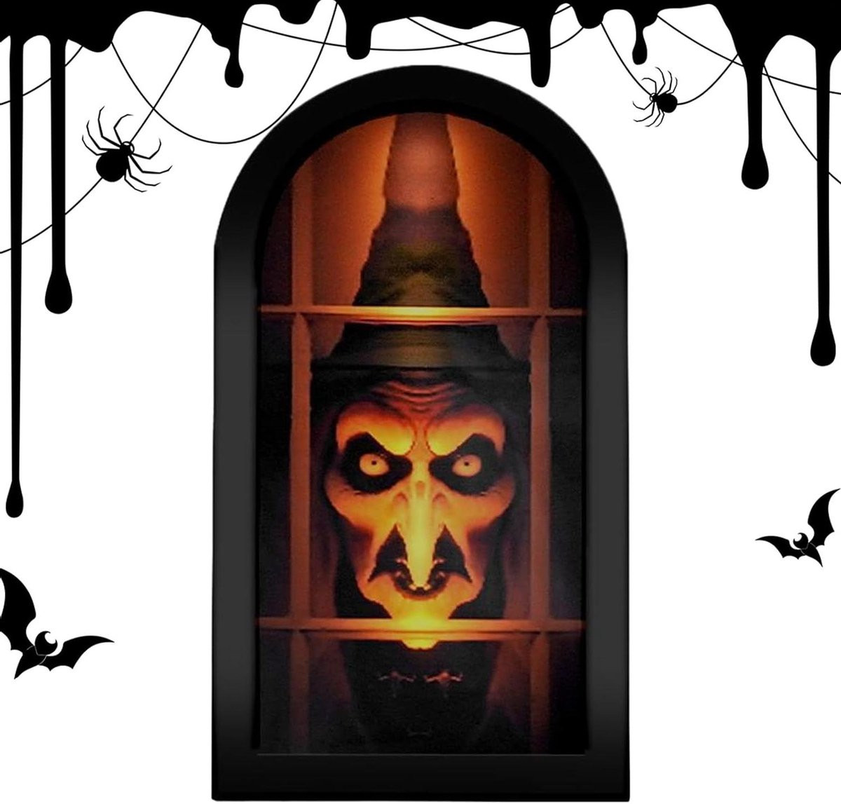 Heksen Hologram Spiegel - Spookachtige Projectie Spiegel voor Halloween Decoratie - Wandmontage - B/D/H: 38 x 38 x 3 cm
