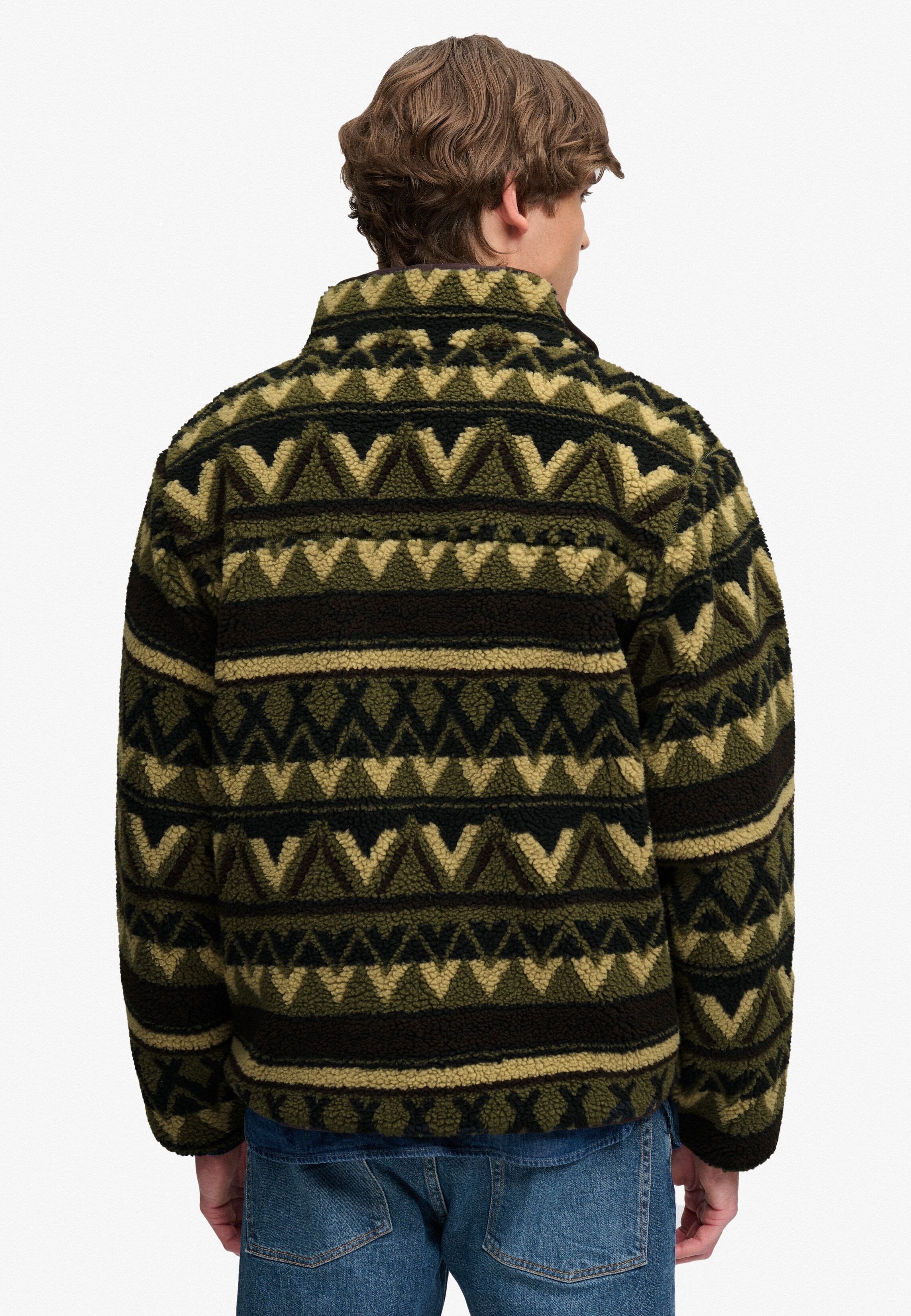 Sweatjacke SUPERDRY "ABSTRACT FLEECE ZIP THROUGH", Herren, Gr. L, snow peak grün, Fleece, Obermaterial: 100% Polyester, bedruckt, relaxed fit normal, ohne Ausschnitt, Bündchen, Sweatjacken Sweatjacke, Kunstfaser, relaxed fit snow peak grün L
