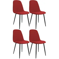 CLP 4er Set Esszimmerstuhl Maryam Stoff   Farbe: rot, Material: Stoff