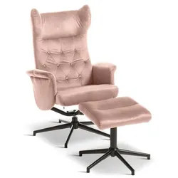 Sessel mit Hocker Vals Stoff Rosa