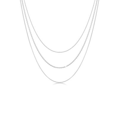 Silberkette ELLI "Halskette Basic Layer Lagen Look Trend Blogger 925 Silber" Gr. 45, silber, Halsketten, Damen, Silber 925 (Sterlingsilber), Silberkette
