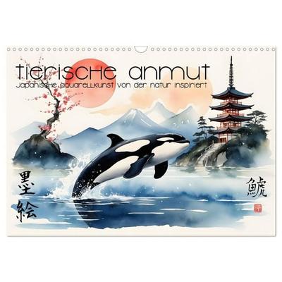 Tierische Anmut - japanische Aquarellkunst von der Natur inspiriert (Wandkalender 2027 DIN A3 quer), CALVENDO Monatskalender