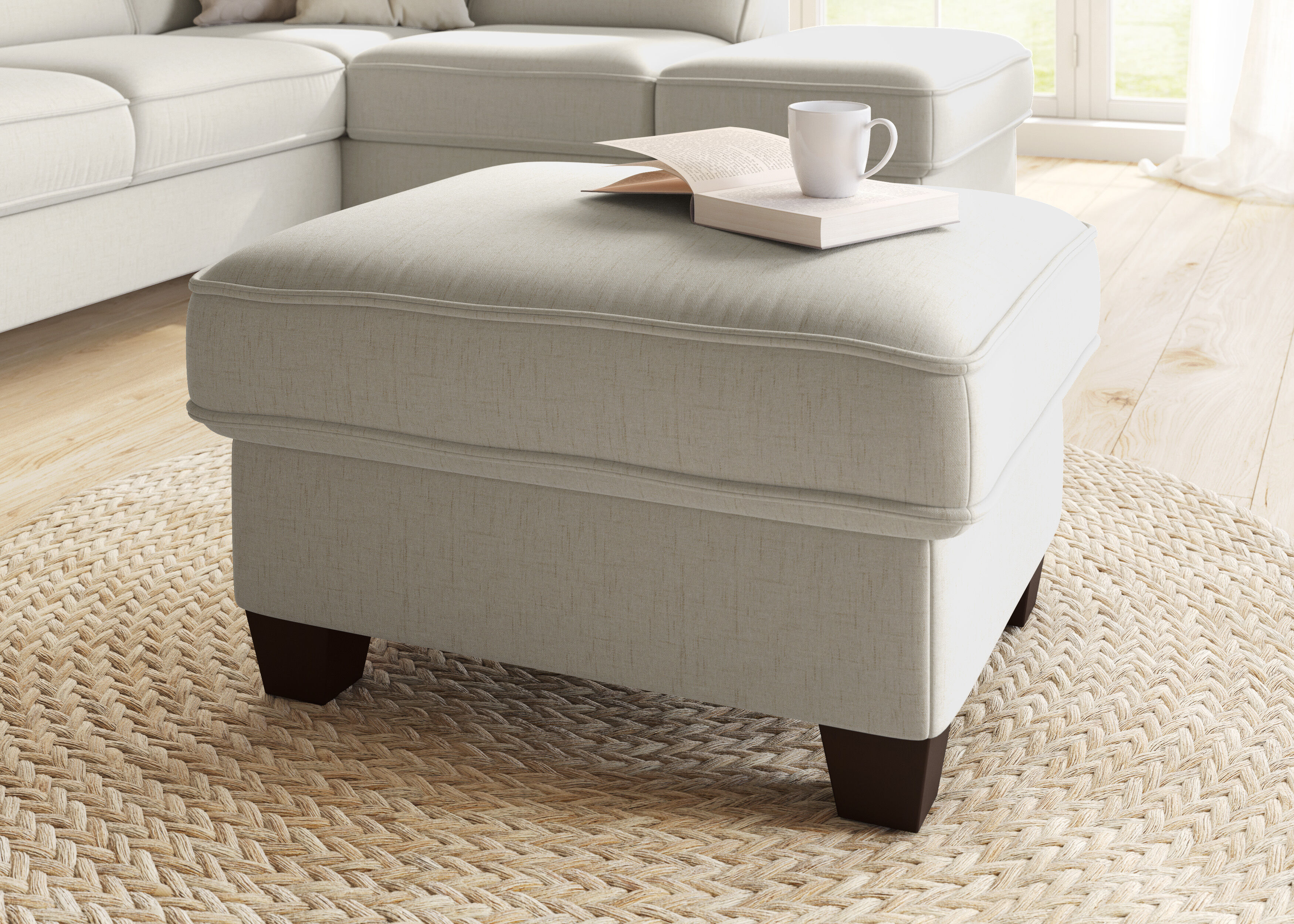 Hocker OTTO HOME "County", beige (natur), B:75cm H:47cm T:65cm, Luxus-Microfaser (100% Polyester);Struktur fein (100% Polyester);Luxus-Microfaser weich (90% Polyester, 10% Polyamid), Hocker, Polsterhocker, mit Federkern und Stauraum, passend zur "County"-