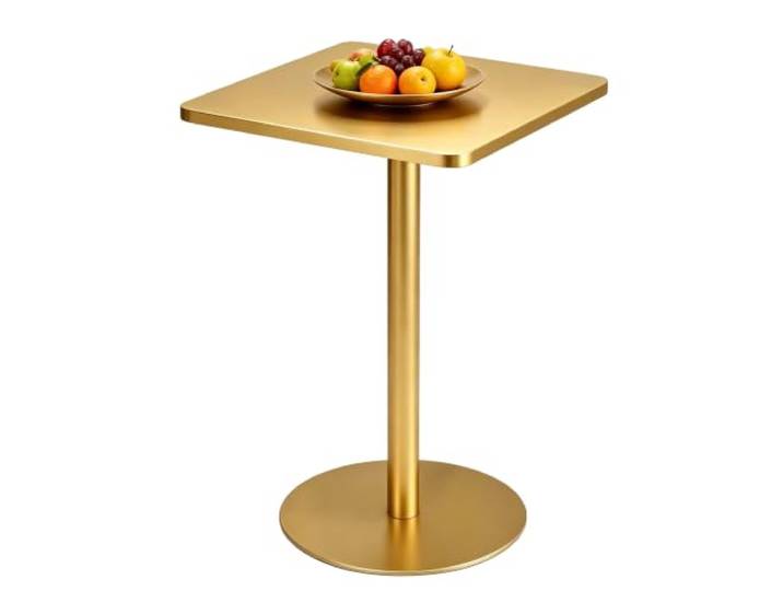 Yopappol Tragbarer, Kompakter Beistelltisch Mit Sockel, Einbeiniger Akzenttisch Mit Quadratischer Platte, Mehrzweck-Beistelltisch Für Lesen, Essen, Arbeiten(Gold,70x70x73cm)