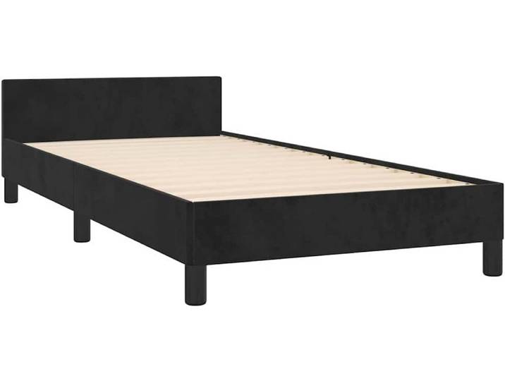 vidaXL Bettgestell mit Kopfteil ohne Matratze Schwarz 90x200 cm Samt