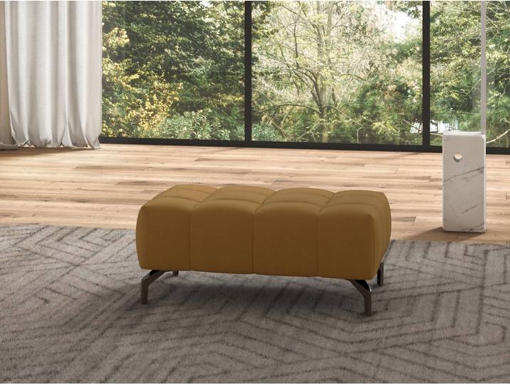 Polsterhocker, Luxus-Microfaser, Gelb (Senf), 102×68 cm, Mit Schwarzen Füßen, sit&more