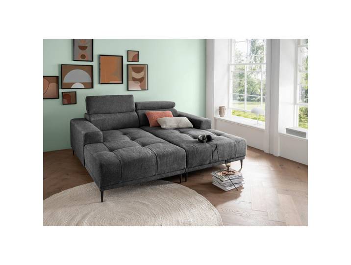 P & B Bigsofa, Anthrazit, Metall, Uni, 200x79-95x188 cm, Rücken echt, Wohnzimmer, Sofas & Couches, Bigsofa