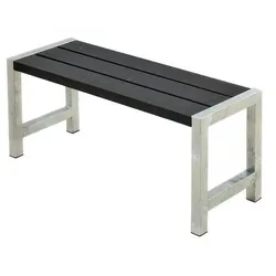 Bistrobank Café - Outdoor Bank aus Kiefer / Fichte - Outdoor Holzbank in Schwarz/Silber - Outdoor Sitzbank 127 x 38 x 45 cm für Garten