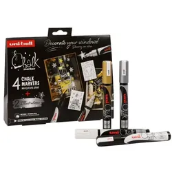 uni-ball Kreidemarker-Set Weihnachtsbox »SCANDI« 4 Kreidemarker / 1 Poster DIN A3 weiß / weiß