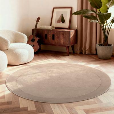 Teppich VILLEROY & BOCH "Wollteppich Kivi", beige (natur beige), H:17mm Ø:200cm, Nylon, Wolle, Teppiche, Teppich, Handgewebt, Wolle, Bordüre, Einfarbig, Läufer, Wohnzimmer, Organisch