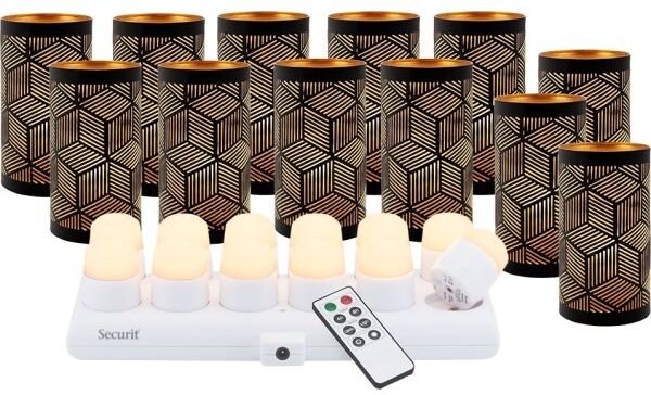 Securit® Santorini Metalstager M/hvid Led, 12 Stk