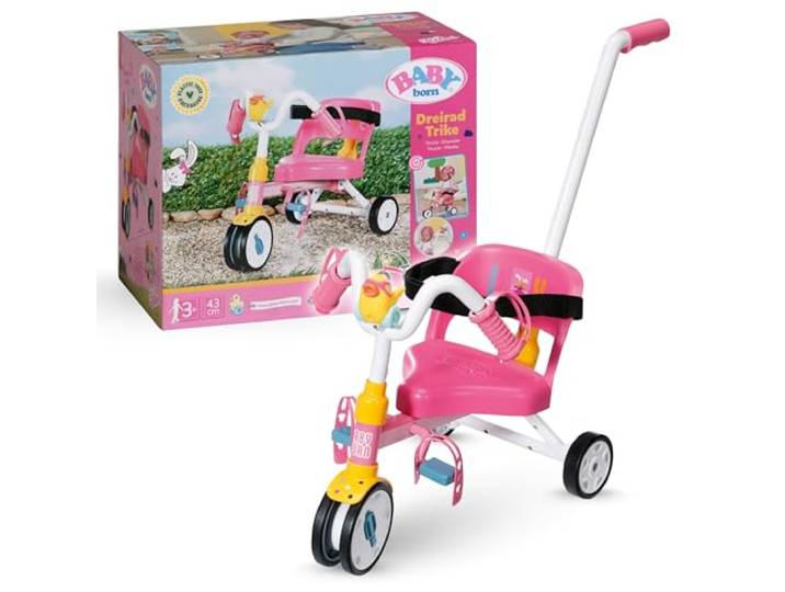BABY born Dreirad für 36 und 43 cm Puppen Bewegliche Räder, Dreirad für Rollenspiele, passend für 36 & 43 cm Puppen