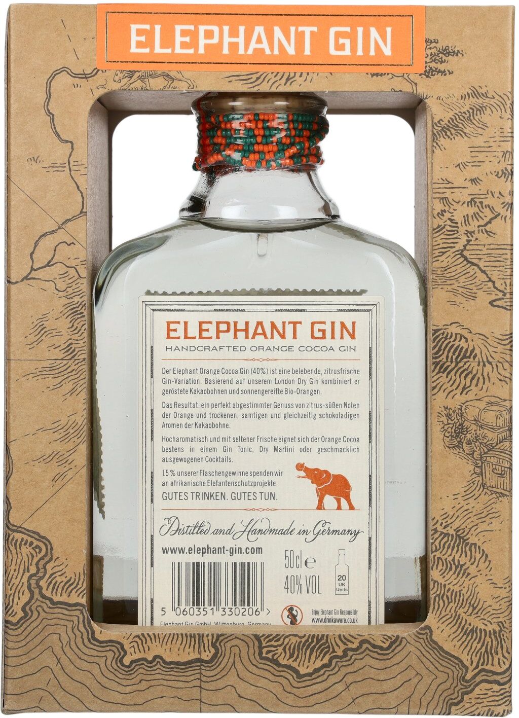 Elephant Gin Orange & Cocoa 40% Vol. 0,5l in Geschenkbox