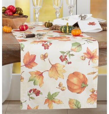 Saro Lifestyle Table Runner With Fall Pumpkin Design