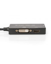 Assmann Videoanschluß DisplayPort / HDMI / DVI / VGA M bis DB-15 DVI-D W 20 cm Dreifachisolierung Schwarz geformt 4K Unterstützung (AK-340418-002-S)