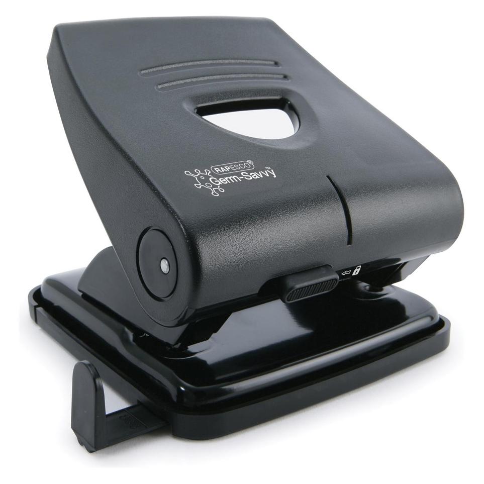 Rapesco PF827PB2 Germ-Savvy Antibakteriell, 2-fach-Locher, 30 Blatt Stanzkapazität, Schwarz (PF827PB2)