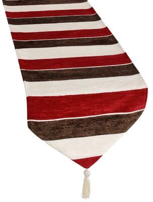 Violet Linen Deluxe Chenille, Striped Design, 13 Inch by 70 Inch, Decorative Table Runners