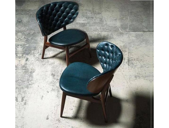 JVmoebel Esszimmerstuhl Lounge Sessel aus Kunstleder in Orange mit Holzfüßen, Made in Europa