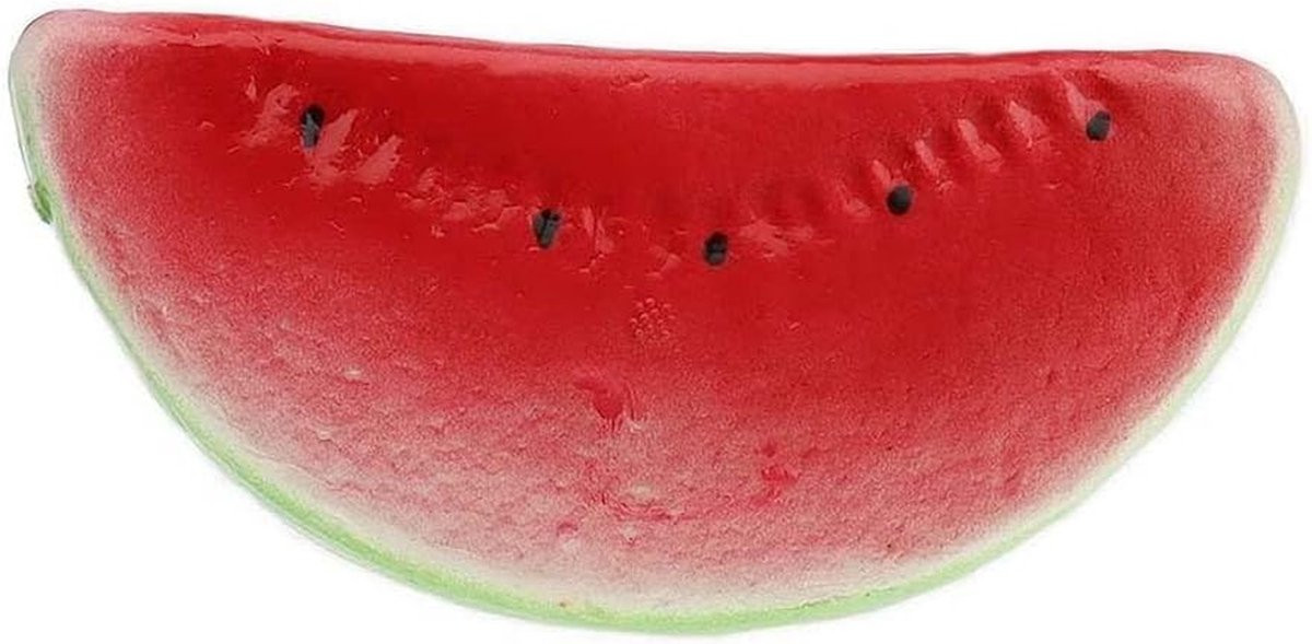 Levendige rode kunstwatermeloen plak voor decoratie - 15 x 6,5 cm