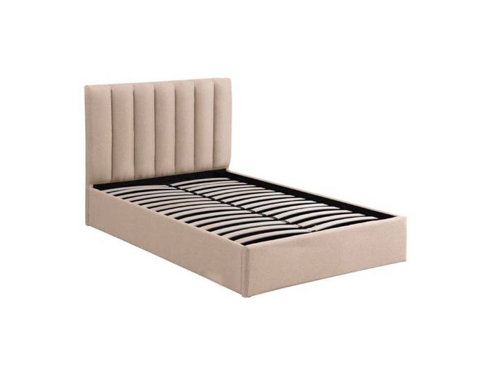 MOSAIKASA Lit Coffre Songe + Sommier Tissu Beige 140cm