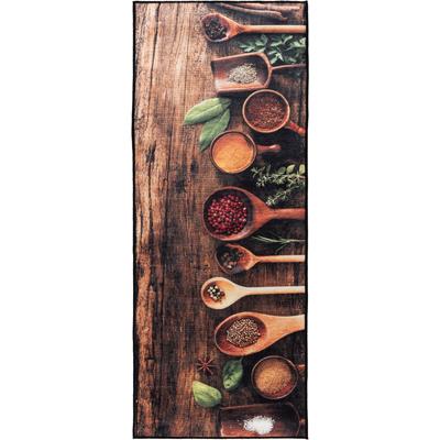 Küchenläufer SEHRAZAT "Caimas 3060", braun (multicolor), B:80cm H:6mm L:300cm, Polyester, Teppiche, Bedruckt, waschbar, Küchenutensilien, rutschhemmend