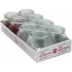 WECK Mini Sturzglas, Ø 6 cm, H: 8 cm, 220 mL, mit Deckel, Tulpenform, 8er Set