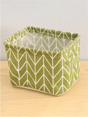 Inspire Picks Cotton And Hemp Storage Basket With Handles Printed Tabletop Organizer green