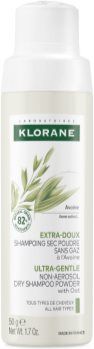 Klorane ULTRA-GENTLE Dry Shampoo with Oat Milk champô seco sem aerossol para todos os tipos de cabelos 50 g. ULTRA-GENTLE Dry Shampoo with Oat Milk