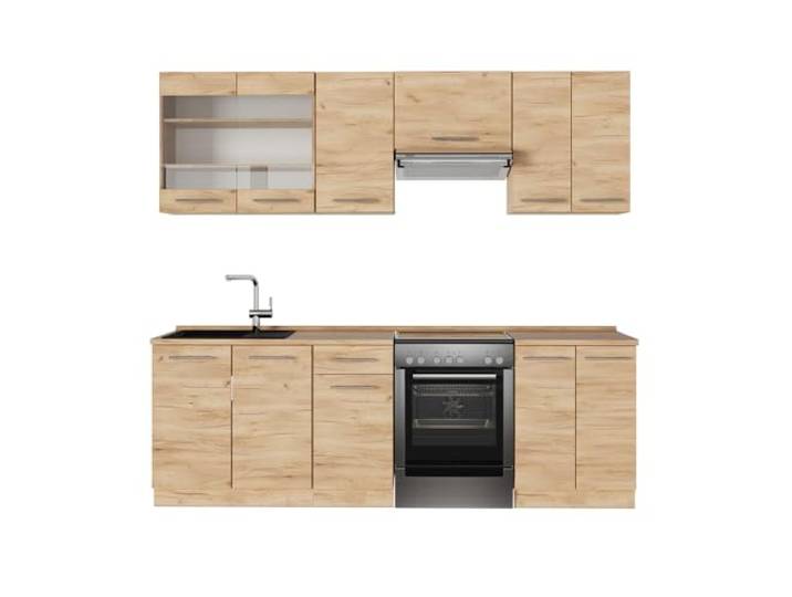 Vicco Küchenzeile Fame-Line, Goldkraft Eiche, 240 cm