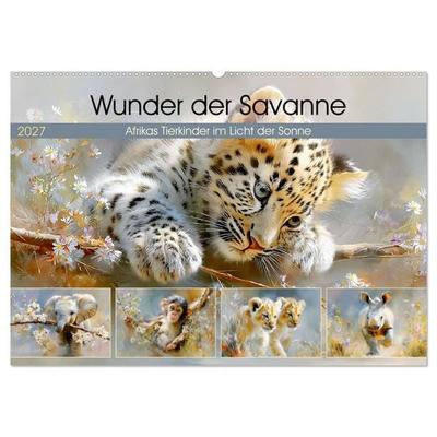 Wunder der Savanne. Afrikas Tierkinder im Licht der Sonne (Wandkalender 2027 DIN A2 quer), CALVENDO Monatskalender