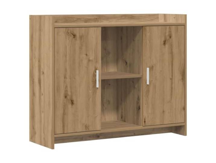 Favemtsl Sideboard Kommode mit 2 Türen 98,5x33x80 cm Holzwerkstoff Vielseitige Anrichte für Flur und Esszimmer mit 3 stabilen Regalfächern und Metallgriffen.