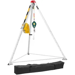 VEVOR Dreibein-Set für beengte Räumen, Rettungsdreibein mit Hebevorrichtung, 816 kg Winde, Rettungssystem 19,8 m Kabel, Rettungsstativ mit Absturzsicherung, 1,34–2,15 m Arbeitshöhe