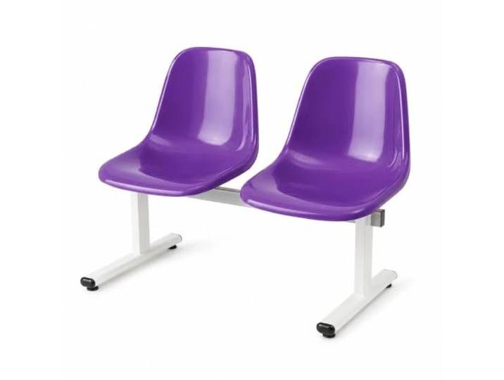 2-Sitzer Wartezimmerbank, Wartebank mit Kunststoffsitzen und Stahlgestell Moderne Bunte Sitzbank für Büro, Praxis, Empfangsbereich, Lobby, Terrasse und Außenbereich(Purple)