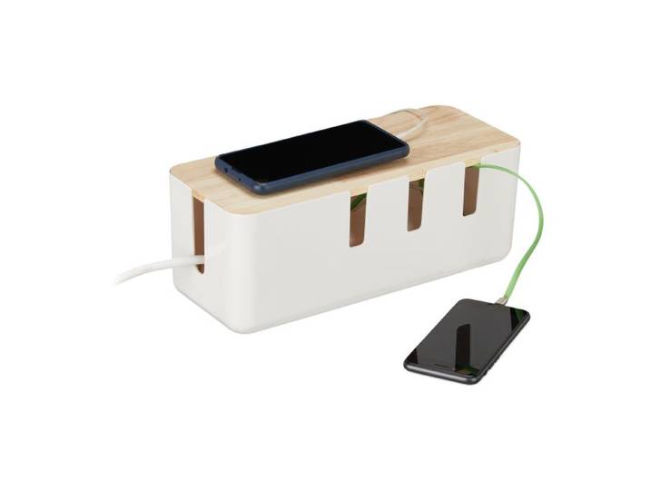 Relaxdays Kabelbox mit Holzdeckel