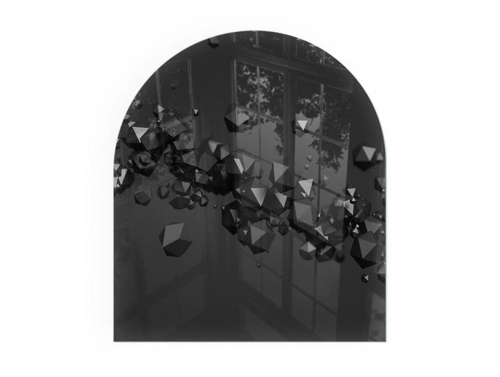 Tulup Kaminbodenplatte 80x70 cm - Abstrakte Wolke aus Festkörpern, Schwarz, Glas, Rechteckig, 80x70x0.4 cm, Elektrogeräte, Heizgeräte, Elektrokamine