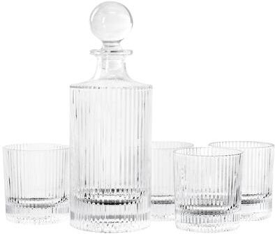 Gibson Home Acropolis 5 Piece Decanter and Double Old Fashioned Glasses Set