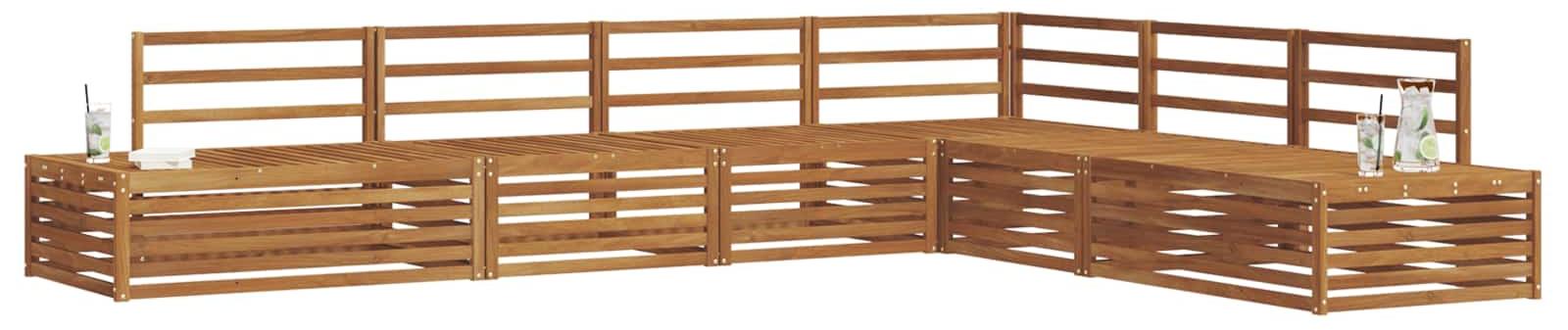 vidaXL 7 stk. Outdoor-Sofagarnitur Massivholz Akazie Natur