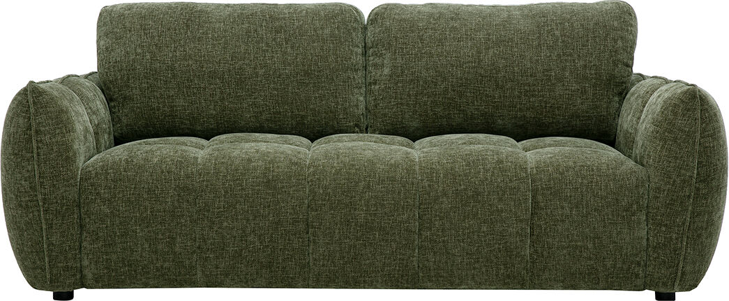 Miliboo 3-Sitzer Designsofa aus Stoff mit strukturiertem Samteffekt in Khaki-Grün WONDER