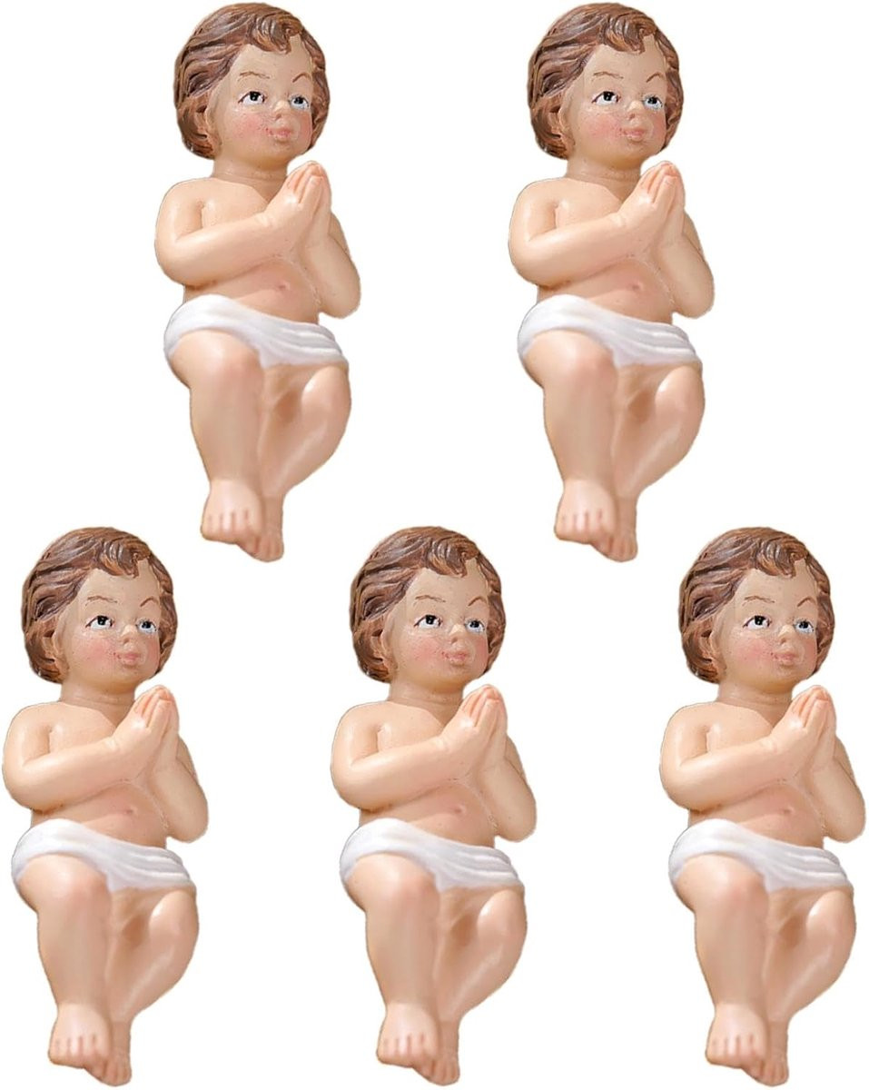 Baby Jezus beeldje voor op tafel met gedetailleerd ontwerp, Hoogte: 7.5 cm