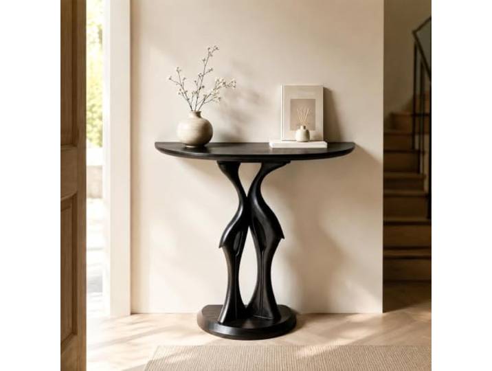 ZSCNYHMT Eingangstisch, Konsolentisch aus Kiefernholz mit Halbmond-Design Halbmond-tischplatte, platzsparendes design, dekorative präsentation, für eingänge und flure(B,80cm/31.5in)