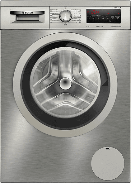REACONDICIONADO Seminuevo Bueno Lavadora carga frontal - Bosch WUU28T8XES, 8 kg, 1.400 rpm, 15 programas, Inox