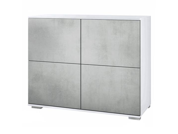 Vladon Kommode Rova Beton Oxid Optik, Hellgrau, 92.5x75.5x35 cm, Kleinmöbel, Kommoden, Kommoden