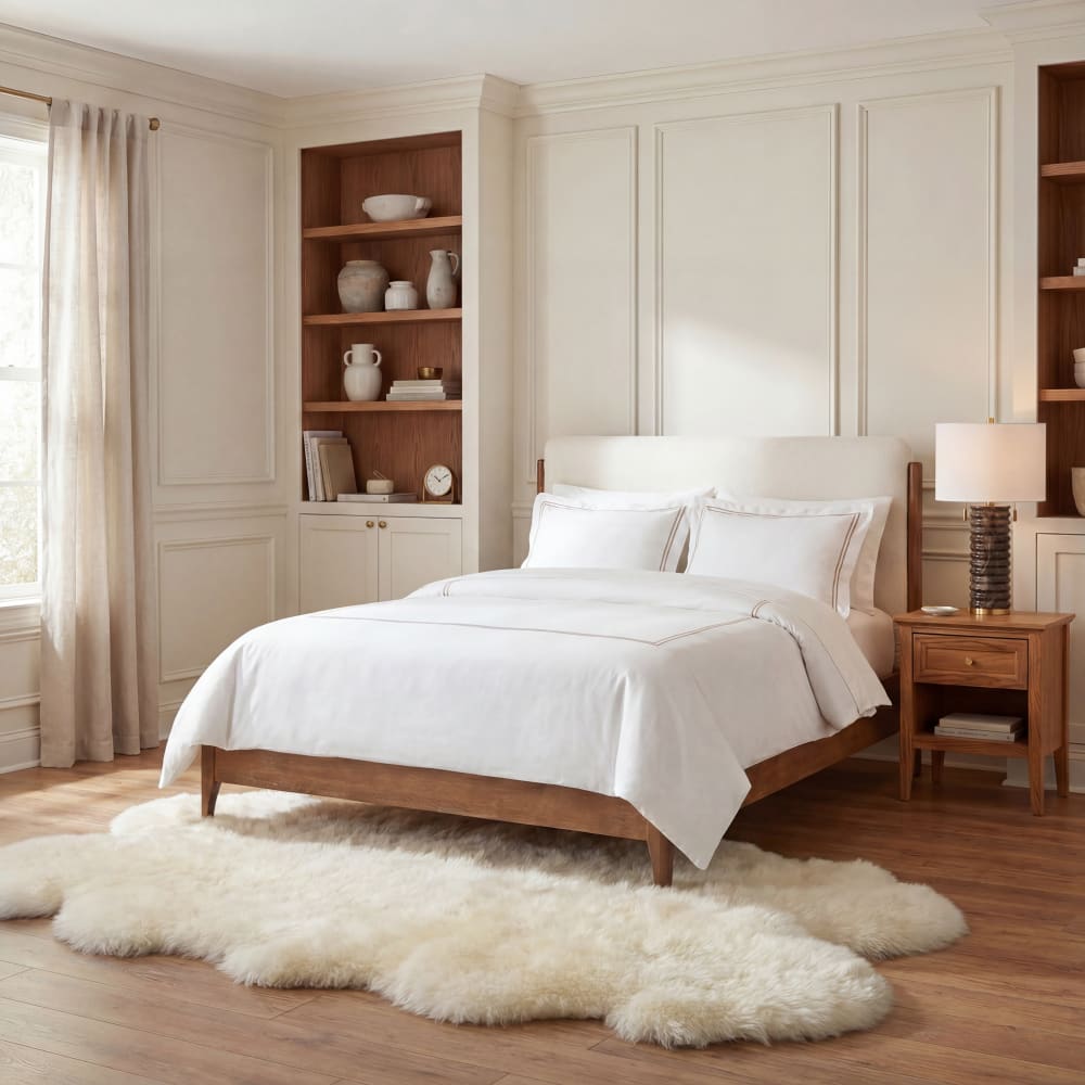 Safavieh Tapis peau de mouton en peluche blanc, 109 x 180 cm Blanc 180x9x109cm