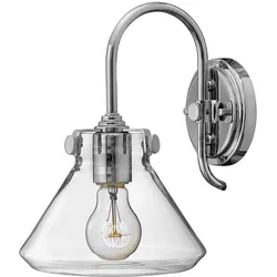 Wandleuchte Lampe Glas Stahl Chrom H 28,6 cm Flurleuchte 1 Flammig Vintage-Stil