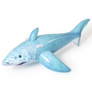 Bestway Schwimmtier 41405, Realistic Shark Ride, aus PVC, Hai, mit Haltegriffen, bis 45 kg, blau, 183 x 102 cm