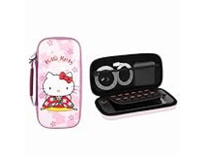 Konix Hello Kitty Housse de Protection et Transport Console Nintendo Switch 2 - Filet Rangement Accessoires - 8 Compartiments Jeux - Motif 3D - Rose