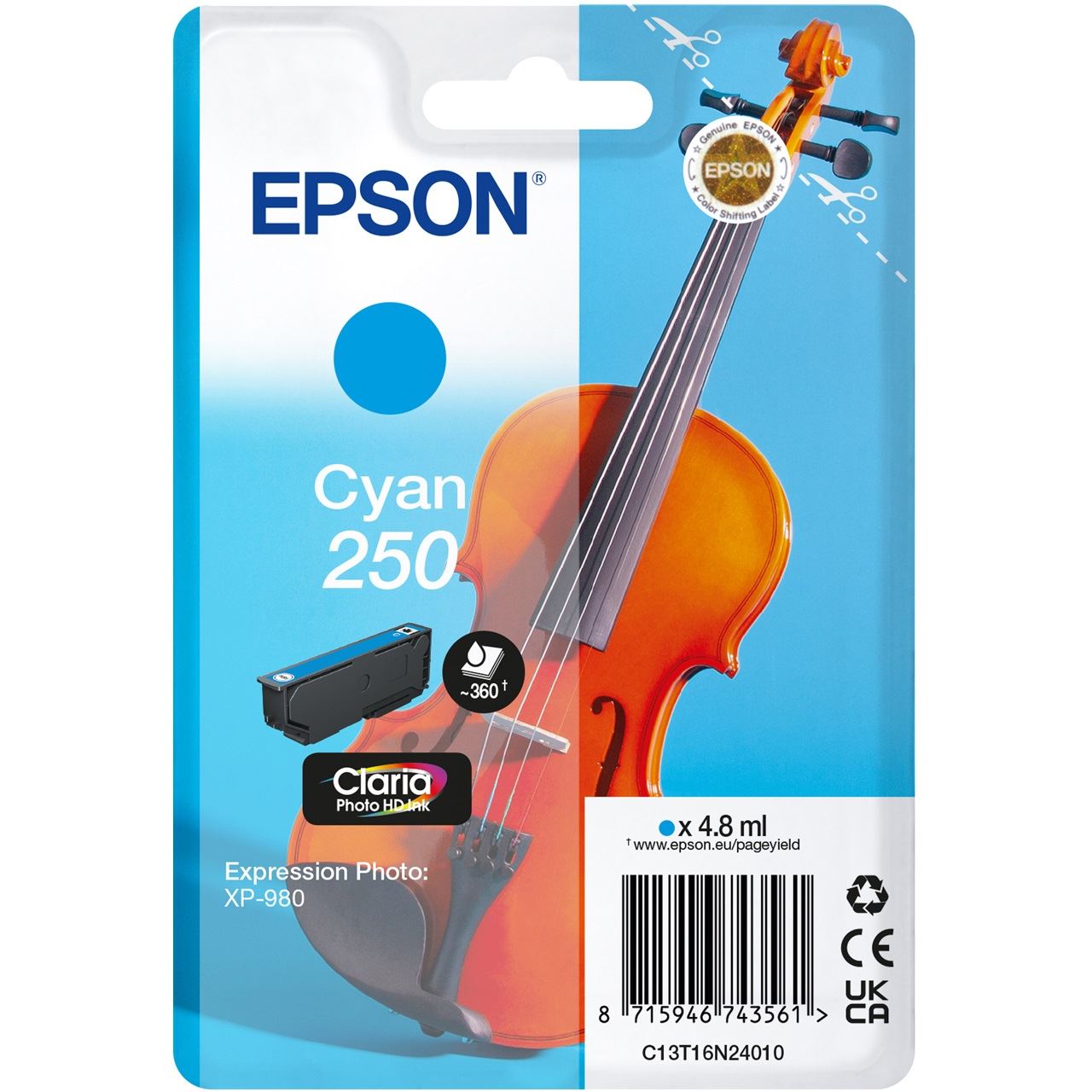 Epson Tinte C13T16N24010 / 250 Cyan
